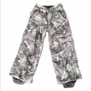 Burton Insulated Gray Camouflage Camo Snowboard Ski Pants Youth XS 5-6 GUC